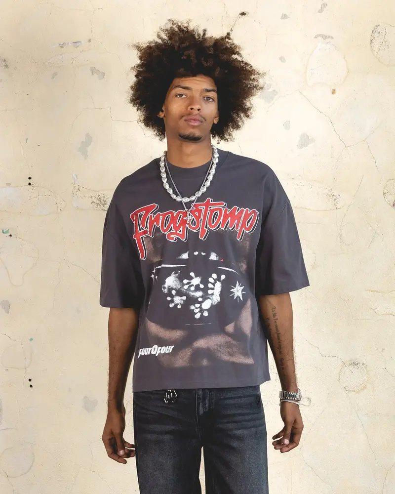 404 Frogstomp Cropped T-Shirt Charcoal 1