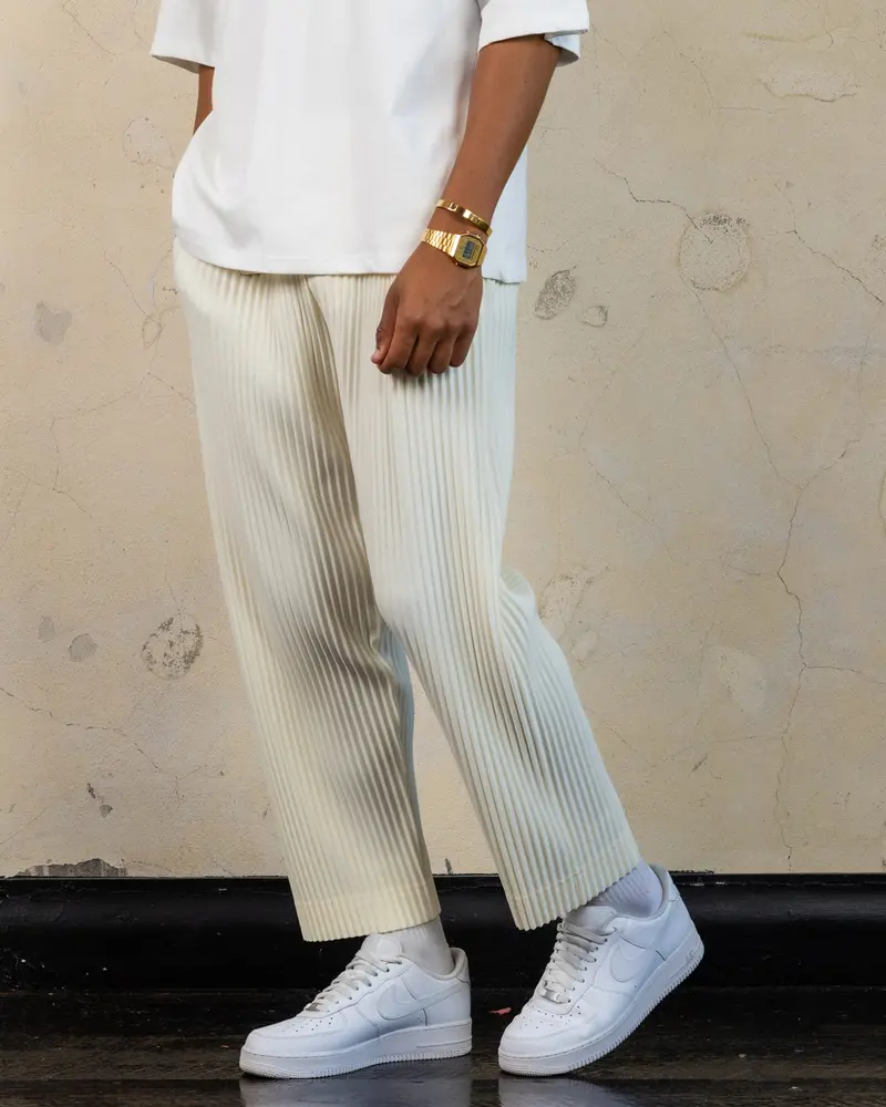 404 Harbour Plisse Pants Ecru 1