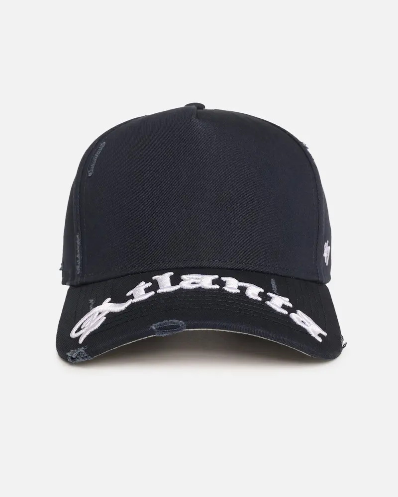 47 Brand Atlanta Braves 'Destruct Gothic Visor' 47 Offside Strapback Natural/Navy 1