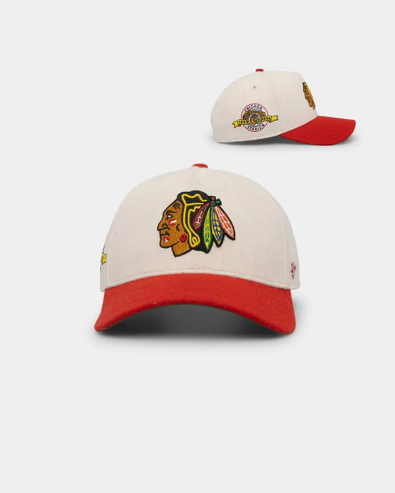 47 Brand Chicago Blackhawks Wooly Offside Sure Shot 47 Mvp Dt Snapback Natural/Red 1