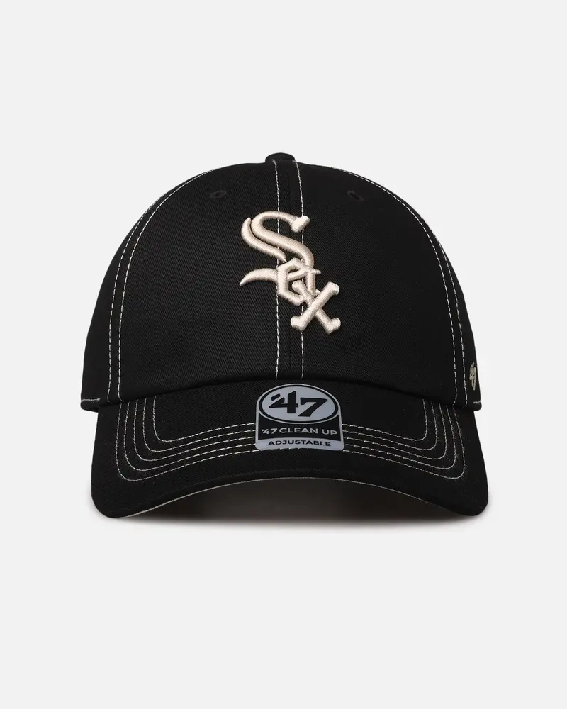 47 Brand Chicago White Sox 'Contrast Stitch' 47 Clean Up Strapback Black/Bone 1