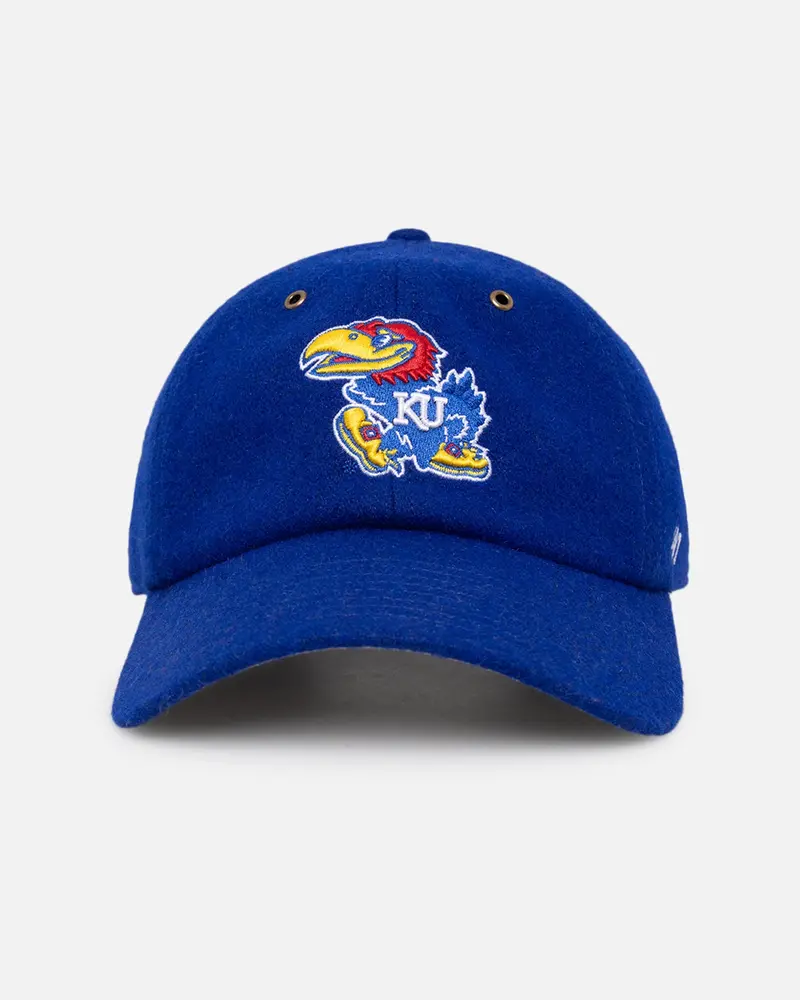 47 Brand Kansas Jayhawks Wooly Clean Up Strapback Royal 1