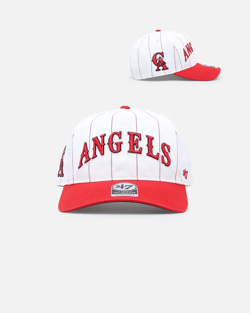 47 Brand Los Angeles Angels 'Double Header Pinstripe' '47 Hitch Snapback White 1
