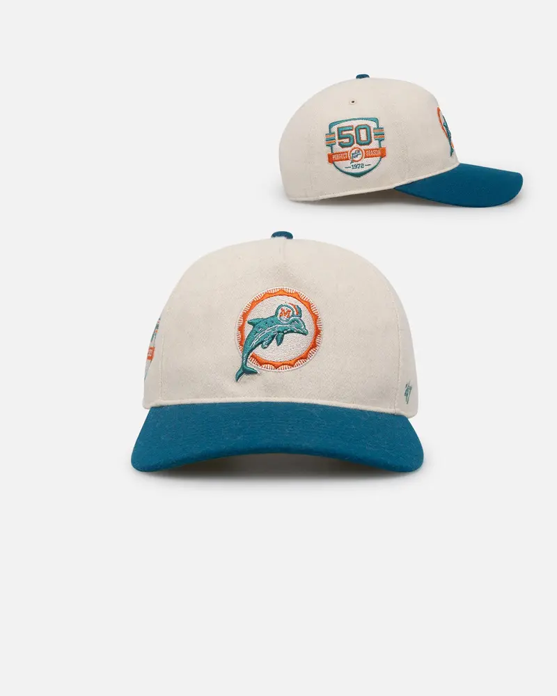 47 Brand Miami Dolphins Legacy Wooly Sure Shot Snapback Natural/Neptune 1