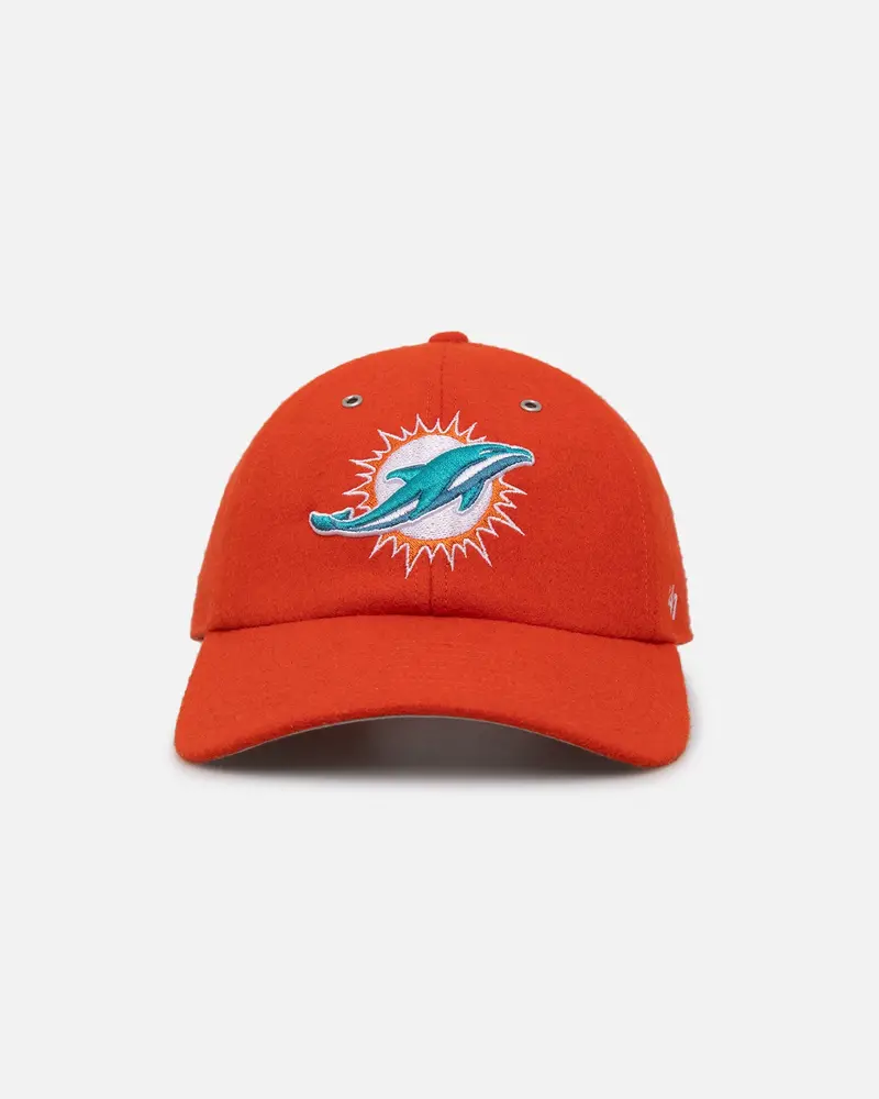 47 Brand Miami Dolphins Wooly Clean Up Strapback Orange 1