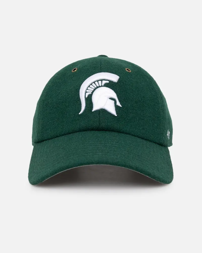 47 Brand Michigan State Spartans Wooly Clean Up Strapback Dark Green 1