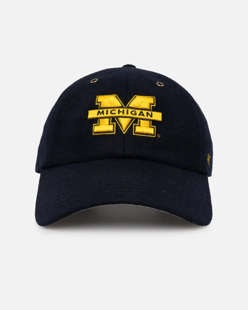 47 Brand Michigan Wolverines Wooly Clean Up Strapback Navy 1