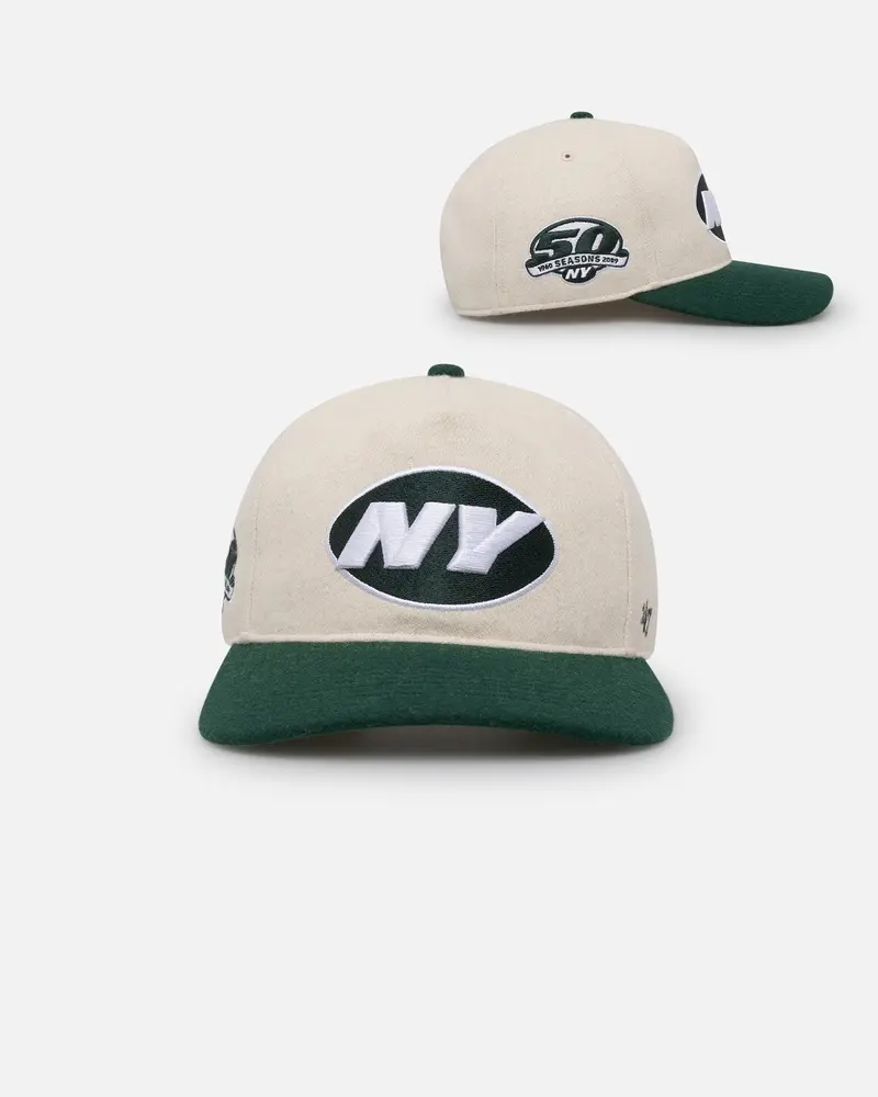 47 Brand New York Jets Legacy Wooly Sure Shot Snapback Natural/Dark Green 1