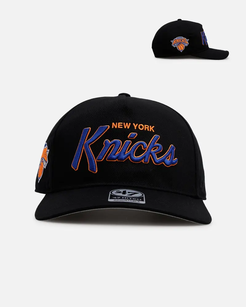 47 Brand New York Knicks 'Black Dome Script' 47 Hitch Snapback Black 1