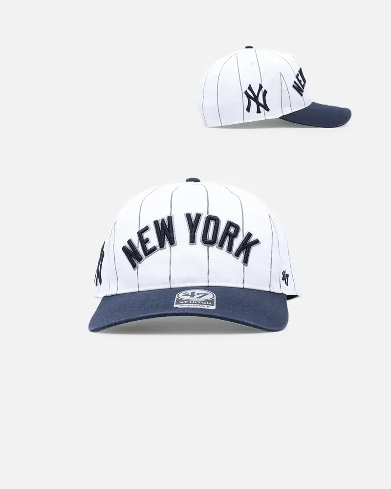 47 Brand New York Yankees 'Double Header Pinstripe' '47 Hitch Snapback White 1