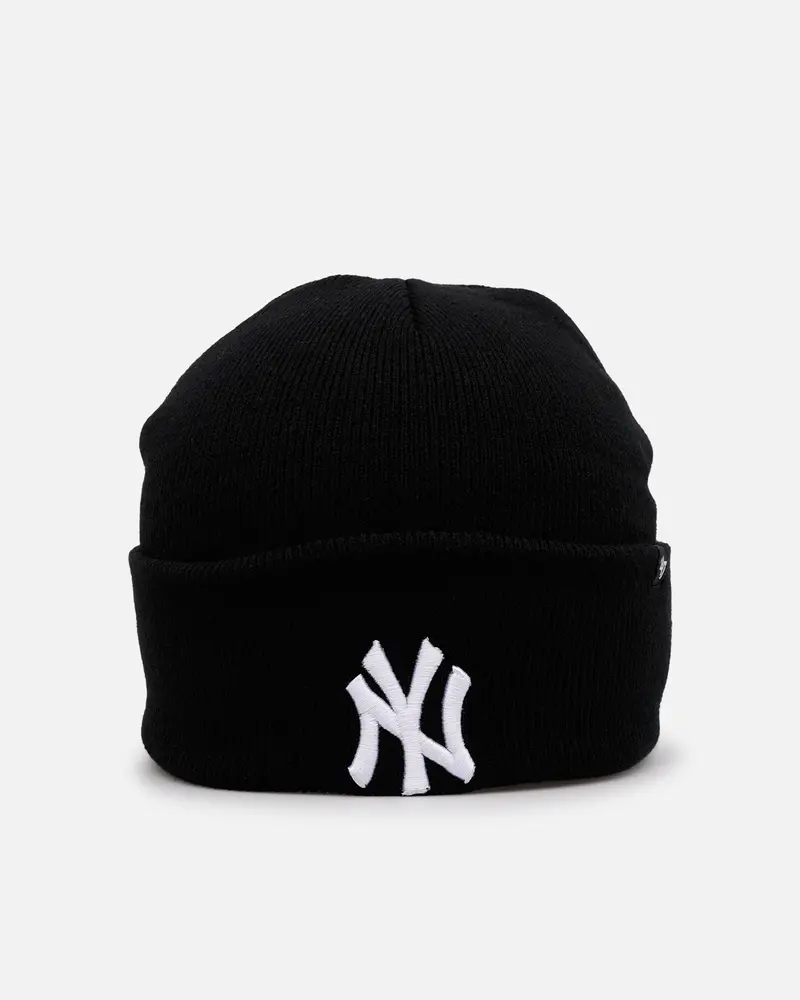 47 Brand New York Yankees Haymaker Cuff Knit Beanie Black/White 1