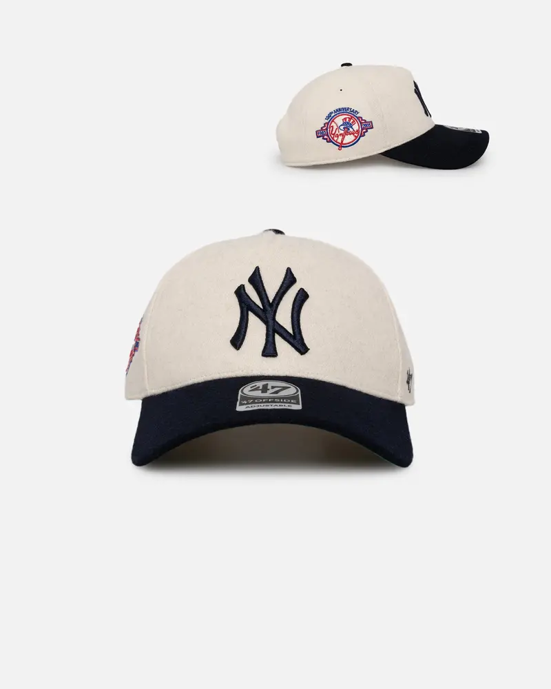 47 Brand New York Yankees 'Wooly Offside Dt' Sure Shot Snapback Natural/Navy 1