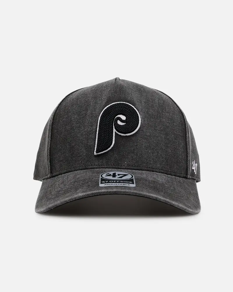 47 Brand Philadelphia Phillies 'Washed Black' Offside Dt Snapback Washed Black 1