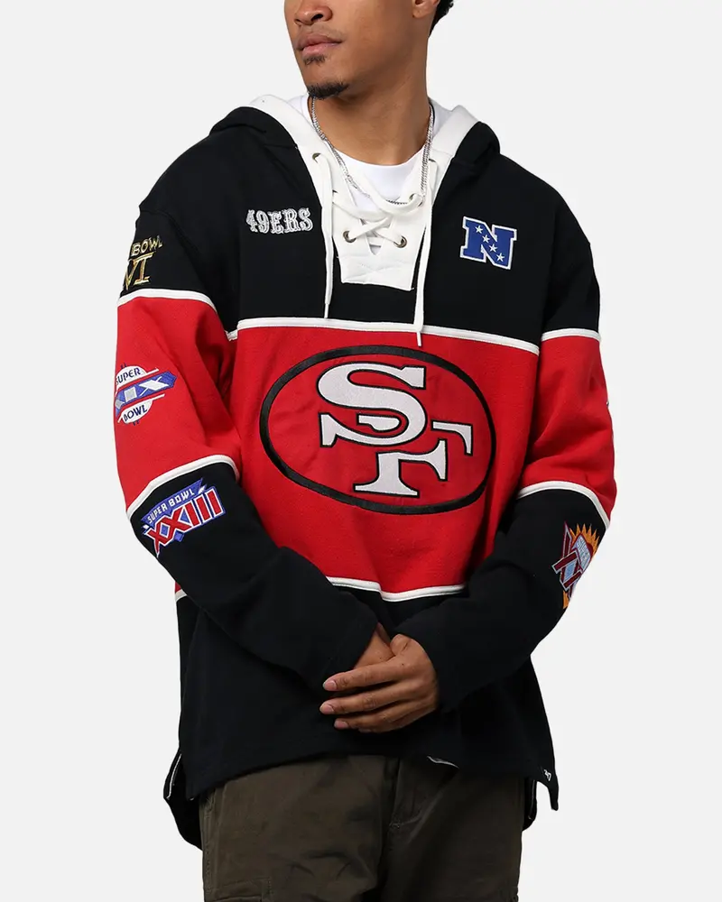 47 Brand San Francisco 49Ers Super Bowl Gridiron Lacer Hoodie Jet Black 1