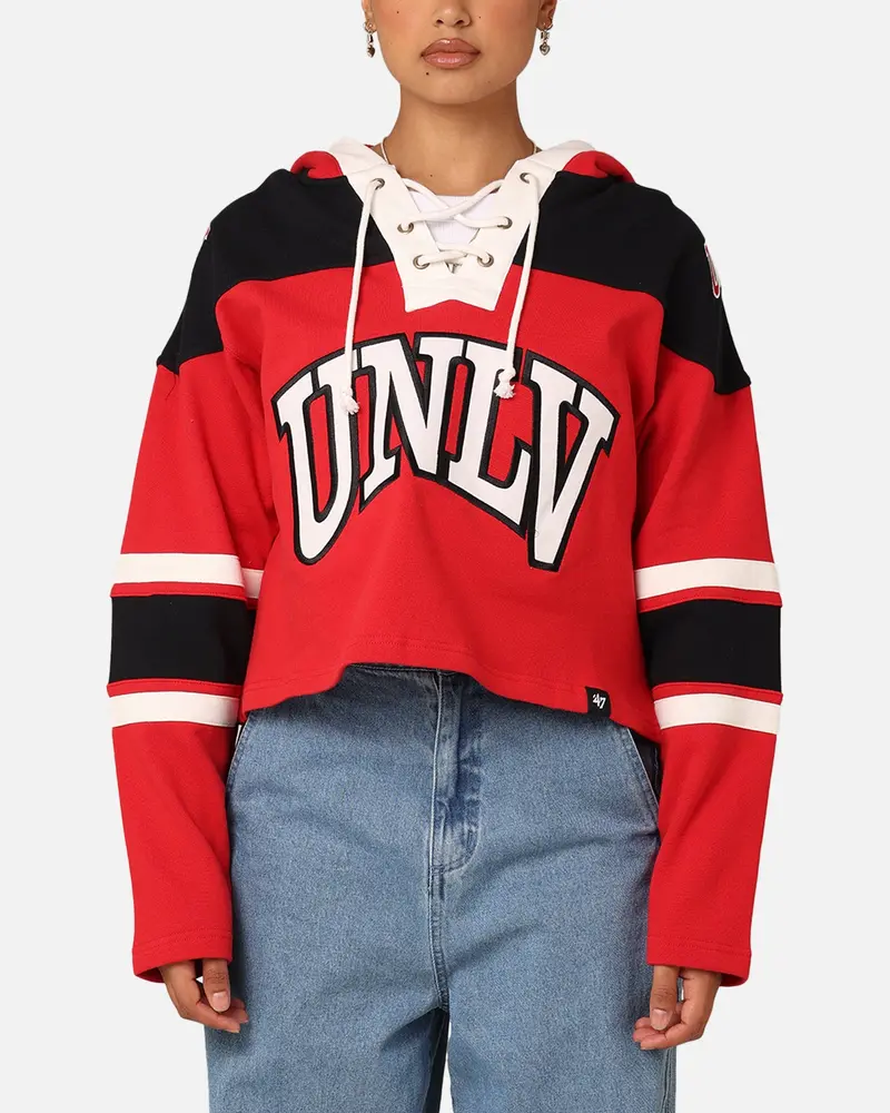 47 Brand Women's University Of Las Vegas Cropped Lacer Hoodie Red 1
