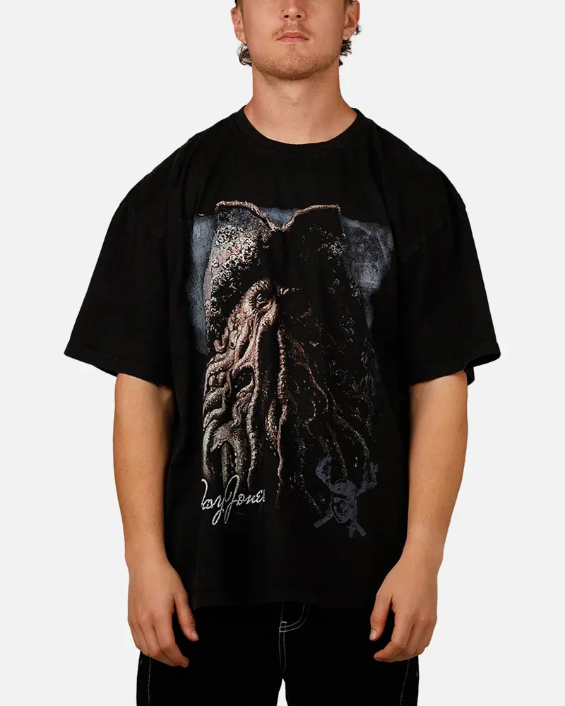 73Studio Disney Pirates Of The Caribbean Davy Jones Vintage T-Shirt Black Acidwash 1