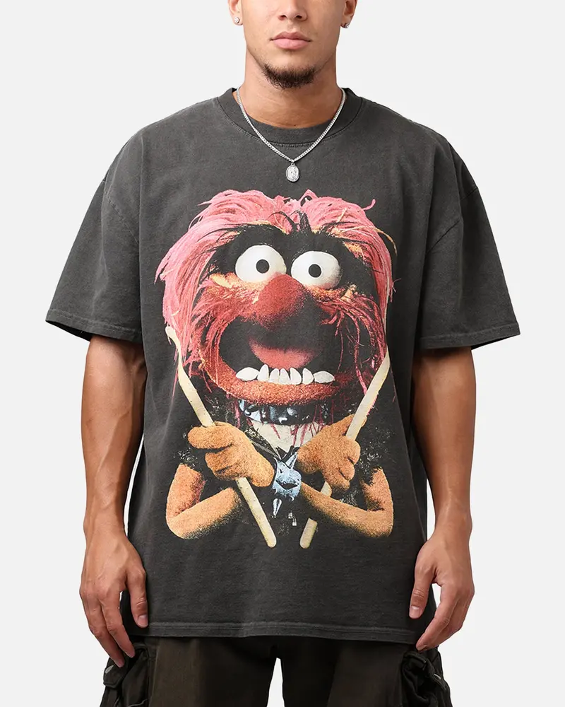 73Studio Disney The Muppets Animal Heavyweight T-Shirt Black Wash 1