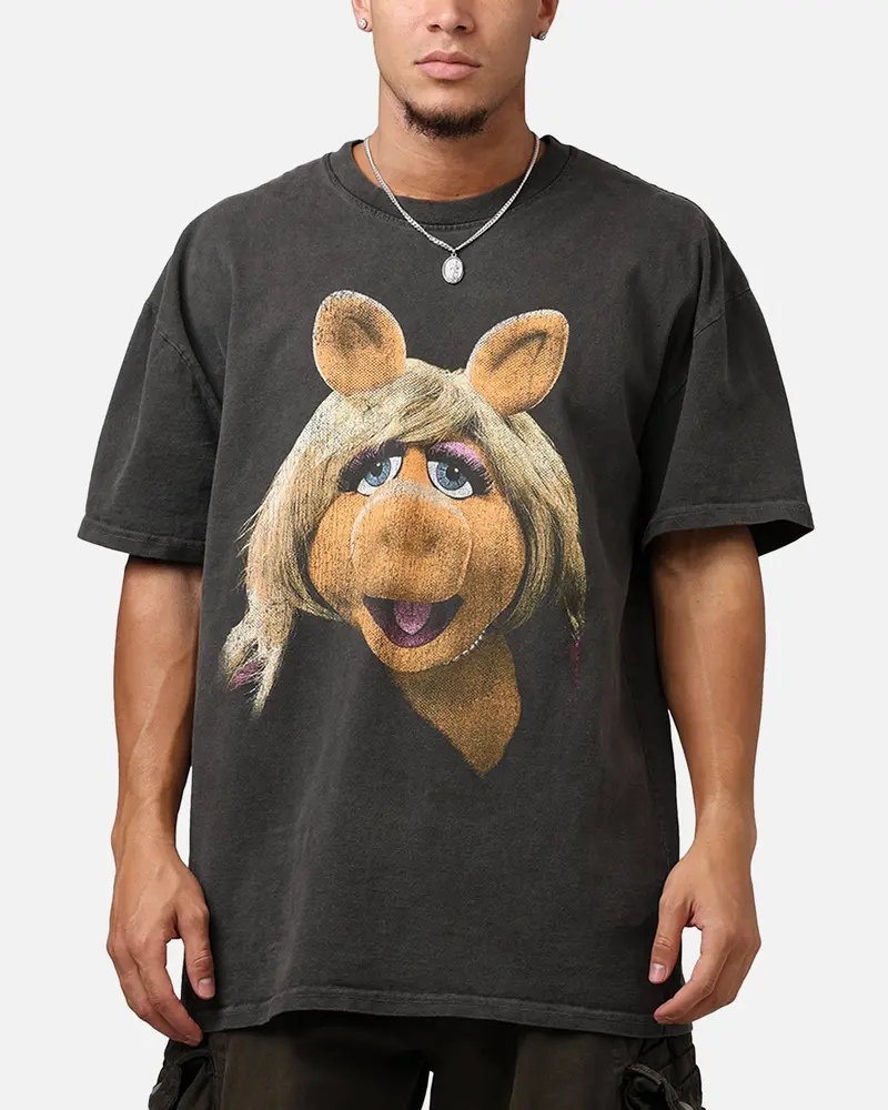 73Studio Disney The Muppets Miss Piggy Heavyweight T-Shirt Black Wash 1