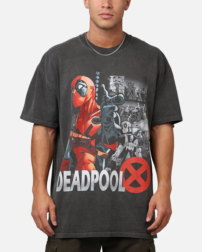 73Studio Marvel Deadpool Comic Heavyweight T-Shirt Black Wash 1