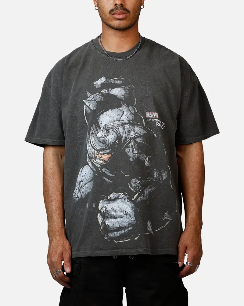 73Studio Marvel Sinister Six Rhino Heavyweight T-Shirt Black Wash 1