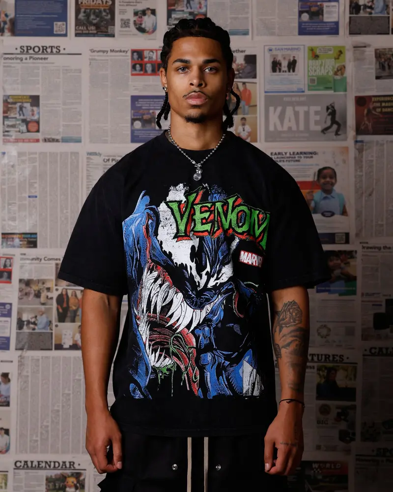 73Studio Marvel Venom Eddie Brock T-Shirt Black Acidwash 1