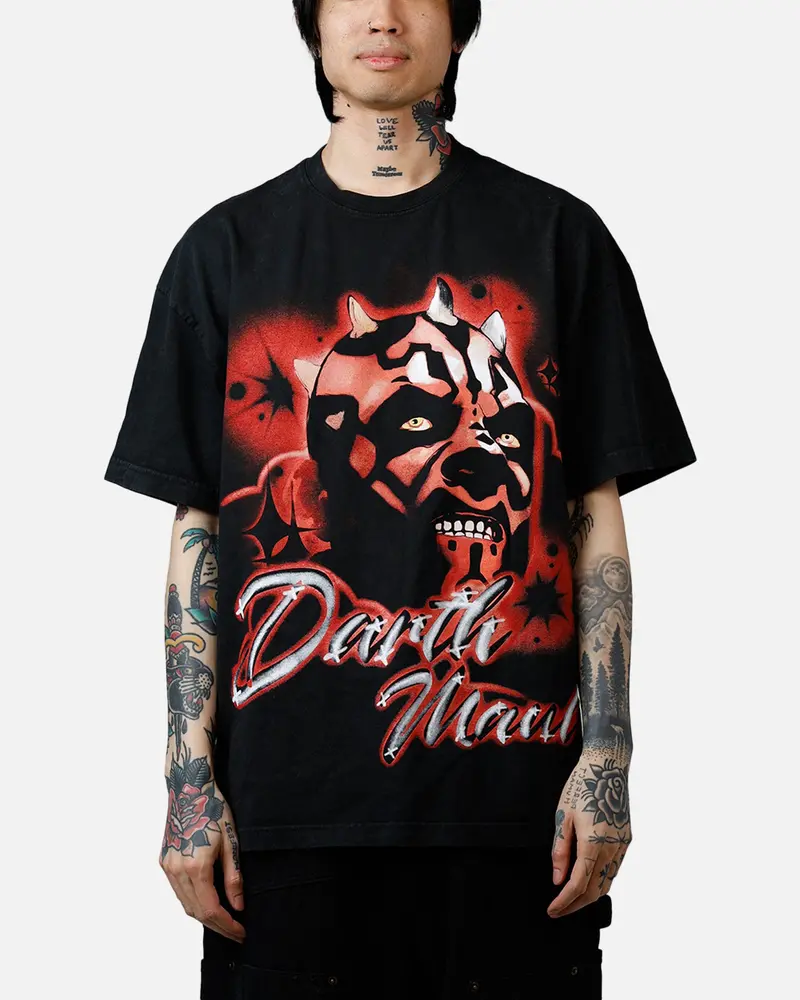 73Studio Star Wars Darth Maul Airbrush T-Shirt Black Acidwash 1