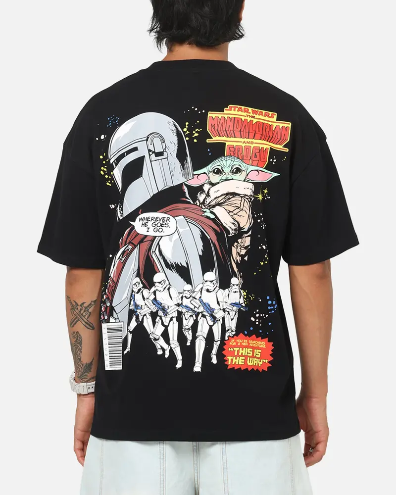 73Studio Star Wars Mando And Grogu Comic T-Shirt Black 1