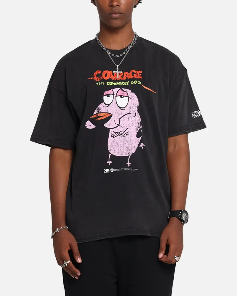 73Studio X Cartoon Network Courage The Cowardly Dog Grail Vintage T-Shirt Black Acidwash 1