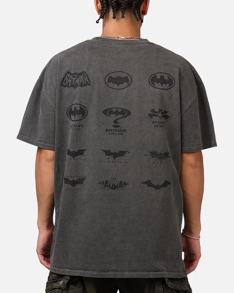 73Studio X Dc Batman Batman Logos Heavyweight T-Shirt Black Wash 1