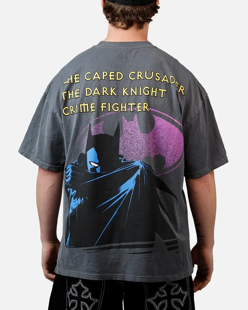 73Studio X Dc Batman Caped Crusader T-Shirt Washed Charcoal 1
