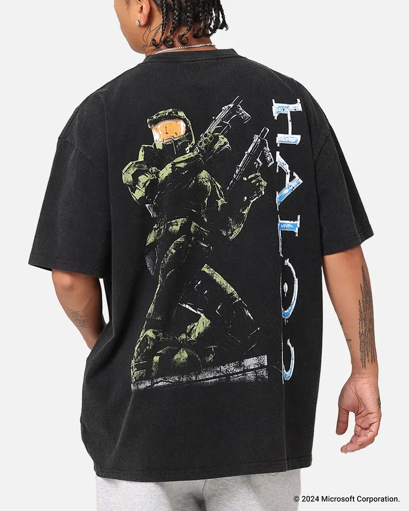 73Studio X Halo Halo 2 Vintage T-Shirt Black Acidwash 1