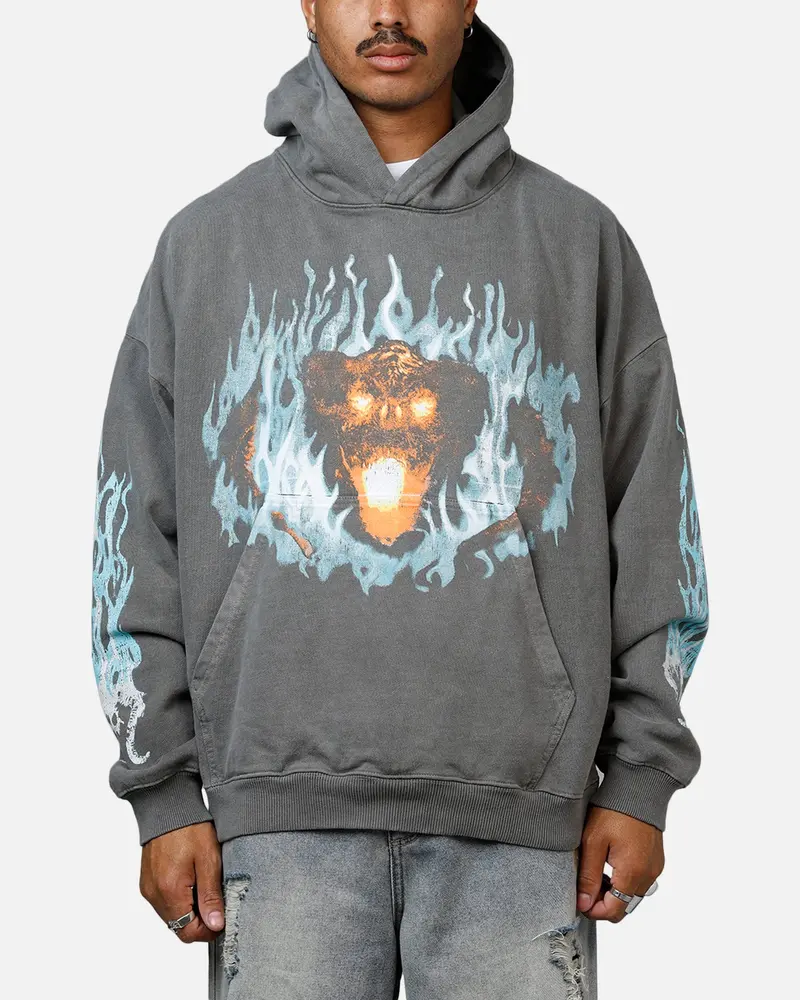 73Studio X Lord Of The Rings The Balrog Premium Hoodie Washed Charcoal 1