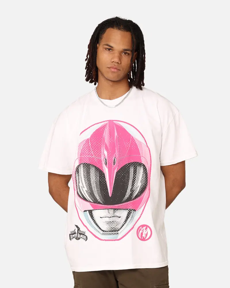 73Studio X Power Rangers Pink Ranger Big Head Heavyweight T-Shirt White 1