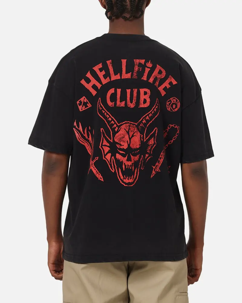 73Studio X Stranger Things Hellfire Lives T-Shirt Black Acidwash 1