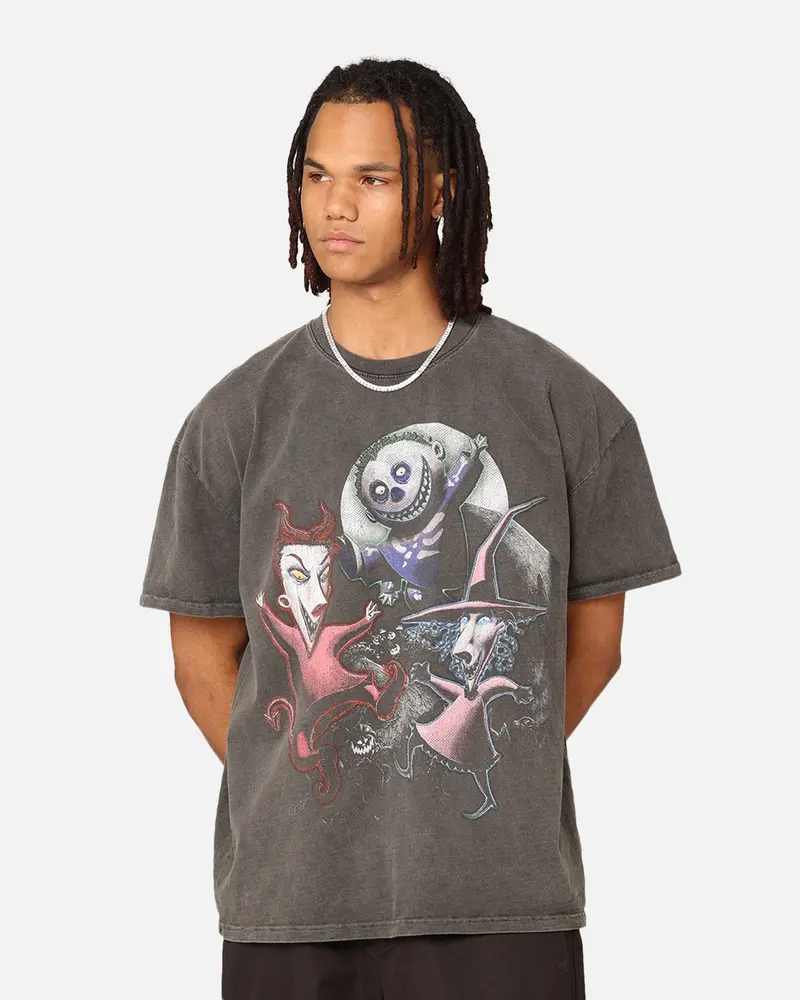 73Studio X The Nightmare Before Christmas Lock Shock & Barrel Heavyweight Vintage T-Shirt Black Wash 1