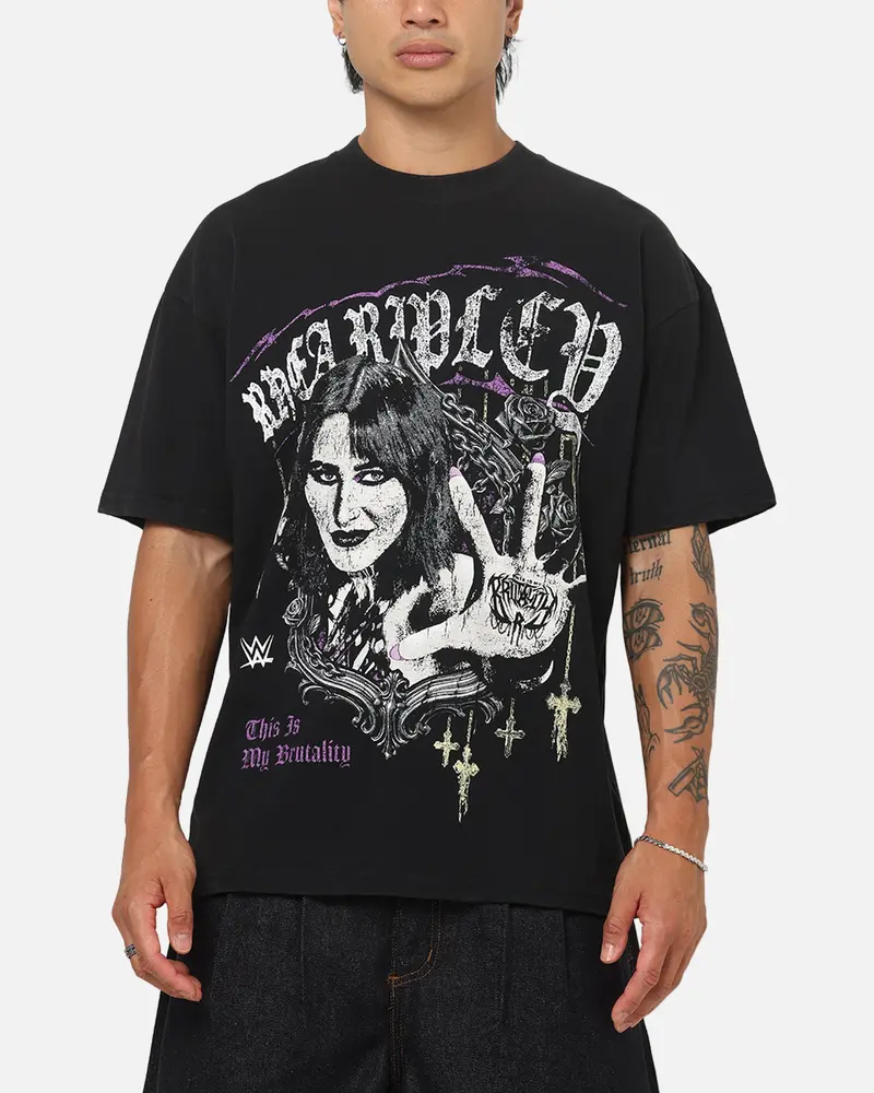 73Studio X Wwe Rhea Ripley Vintage T-Shirt Black Acidwash 1