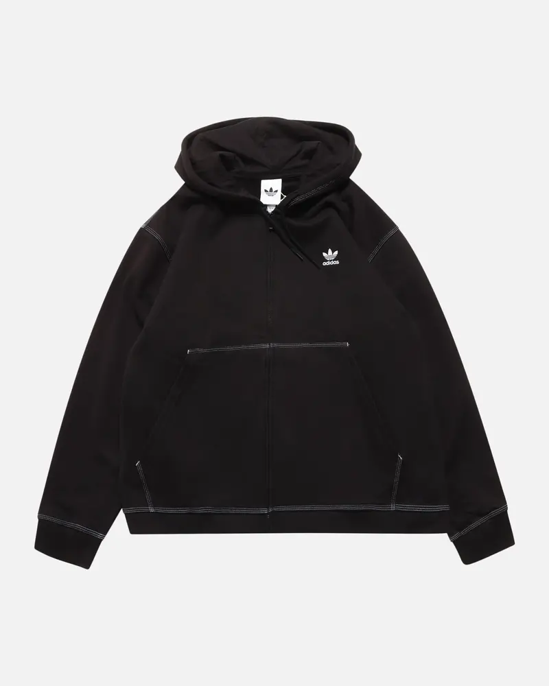 Adidas Essentials Trefoil Full Zip Hoodie Black 1