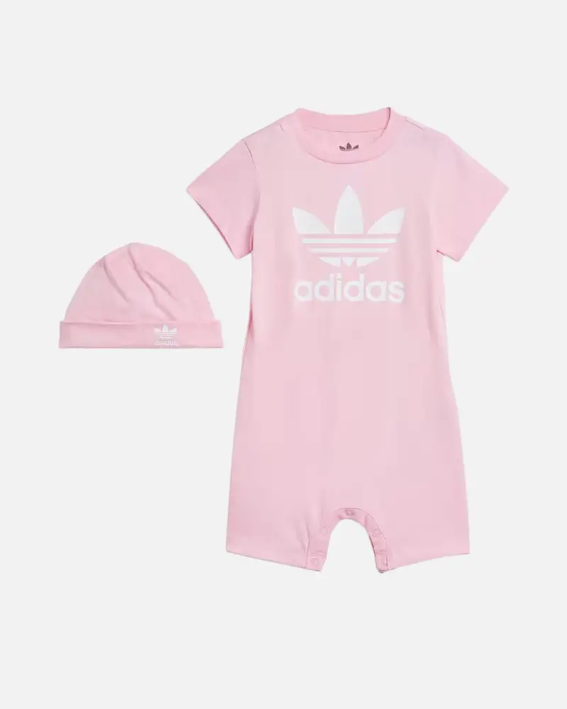 Adidas Infants' Jumpsuit And Beanie Gift Set True Pink 1