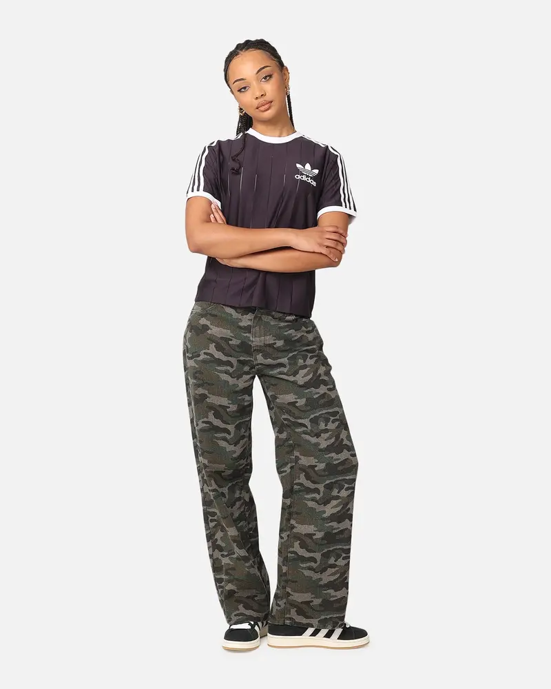Adidas Women's 3-Stripes Pinstripe T-Shirt Aurora Black 2
