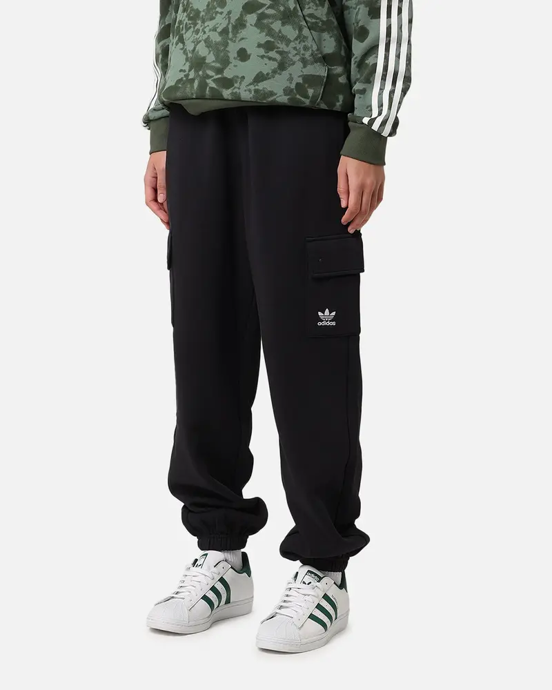 Adidas Women's Fleece Cargo Jogger Pants Black 1
