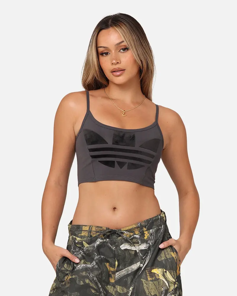 Adidas Women's Large Trefoil Bra Top Grey Six 1