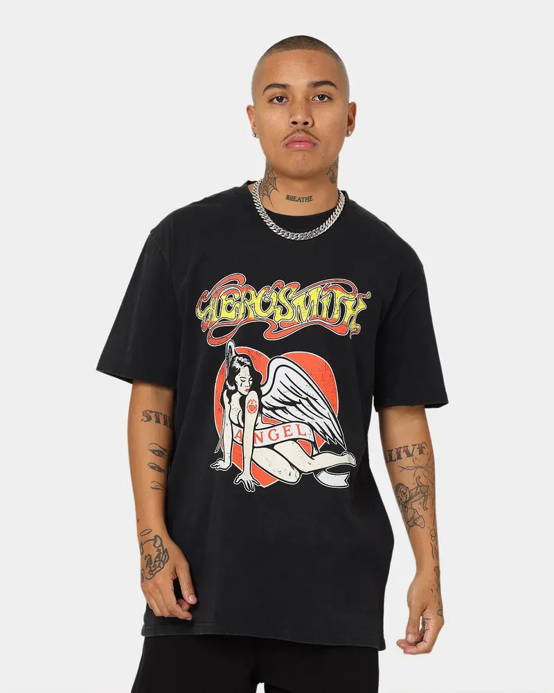 Aerosmith Angel Heart Vintage T-Shirt Washed Black 1