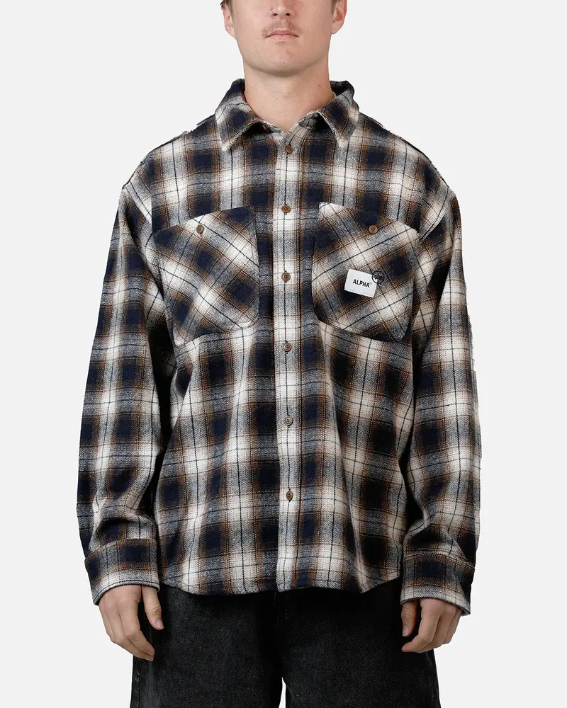 Alpha Industries Unfrm Flannel Button Up Shirt Rust 1