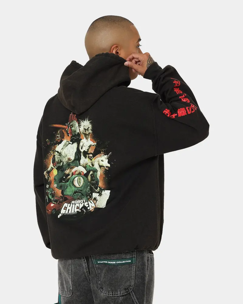 American Thrift Chicken Boom Vintage Hoodie Black Wash 1