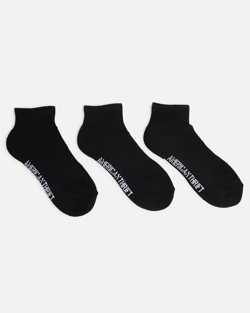 American Thrift Classic Ankle Socks 3 Pack Black 1