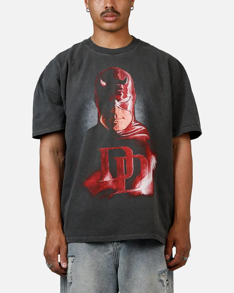 American Thrift Marvel Daredevil Face Heavyweight T-Shirt Black Wash 1