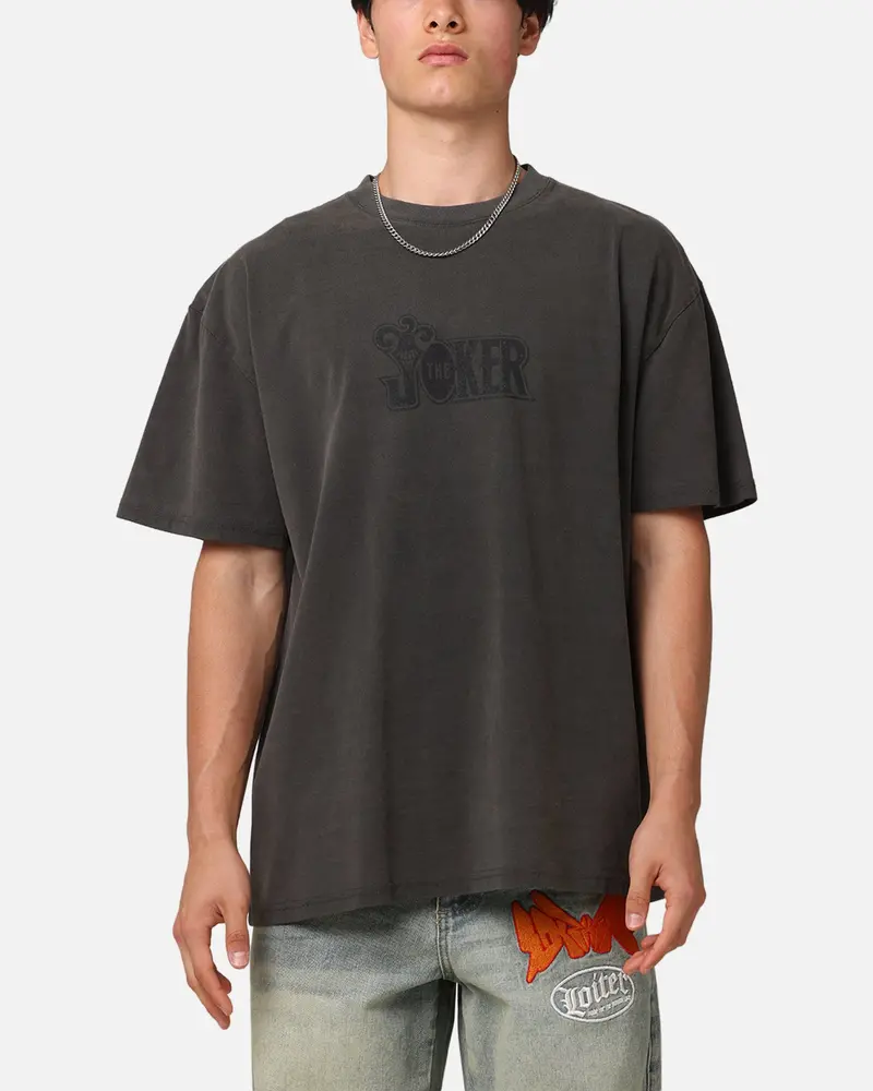 American Thrift X Dc Batman The Joker Joker Logos Heavy T-Shirt Black Wash 1
