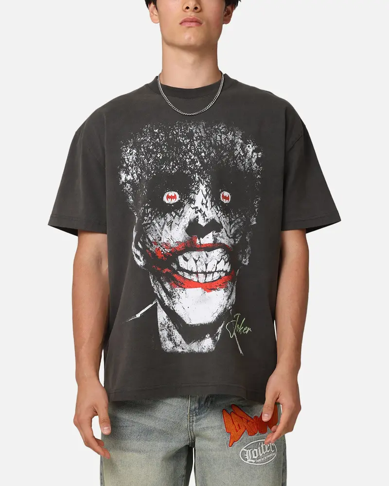 American Thrift X Dc Batman The Joker Smile Heavyweight T-Shirt Black Wash 1