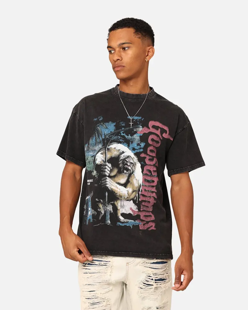 American Thrift X Goosebumps Abominable Snowman Vintage T-Shirt Black Wash 1