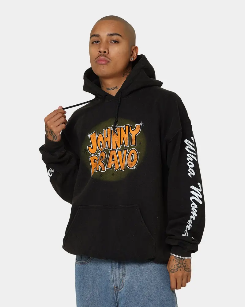 American Thrift X Johnny Bravo Johnny Bravo Vintage Hoodie Black Wash 2